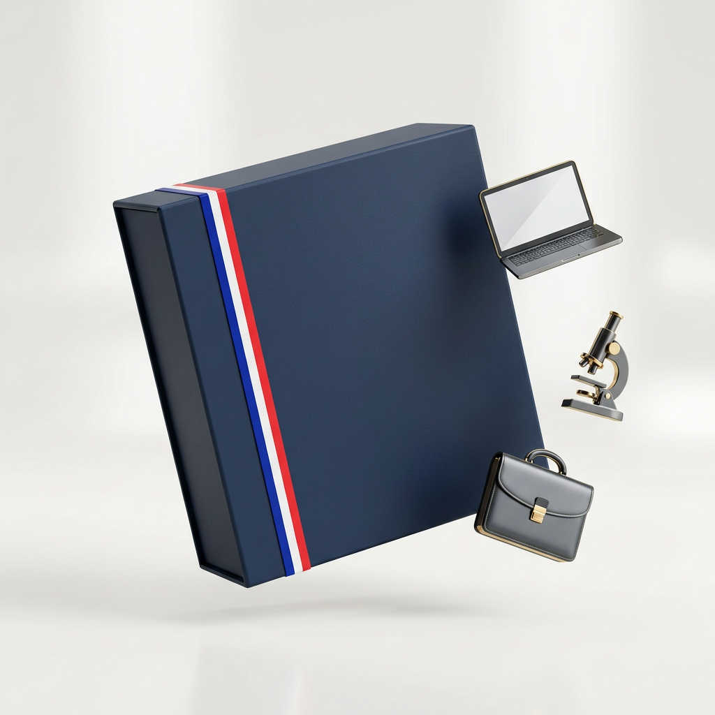 Talent Visa Kit — Researcher, Entrepreneur & Qualified Employee, mockup 3D du coffret